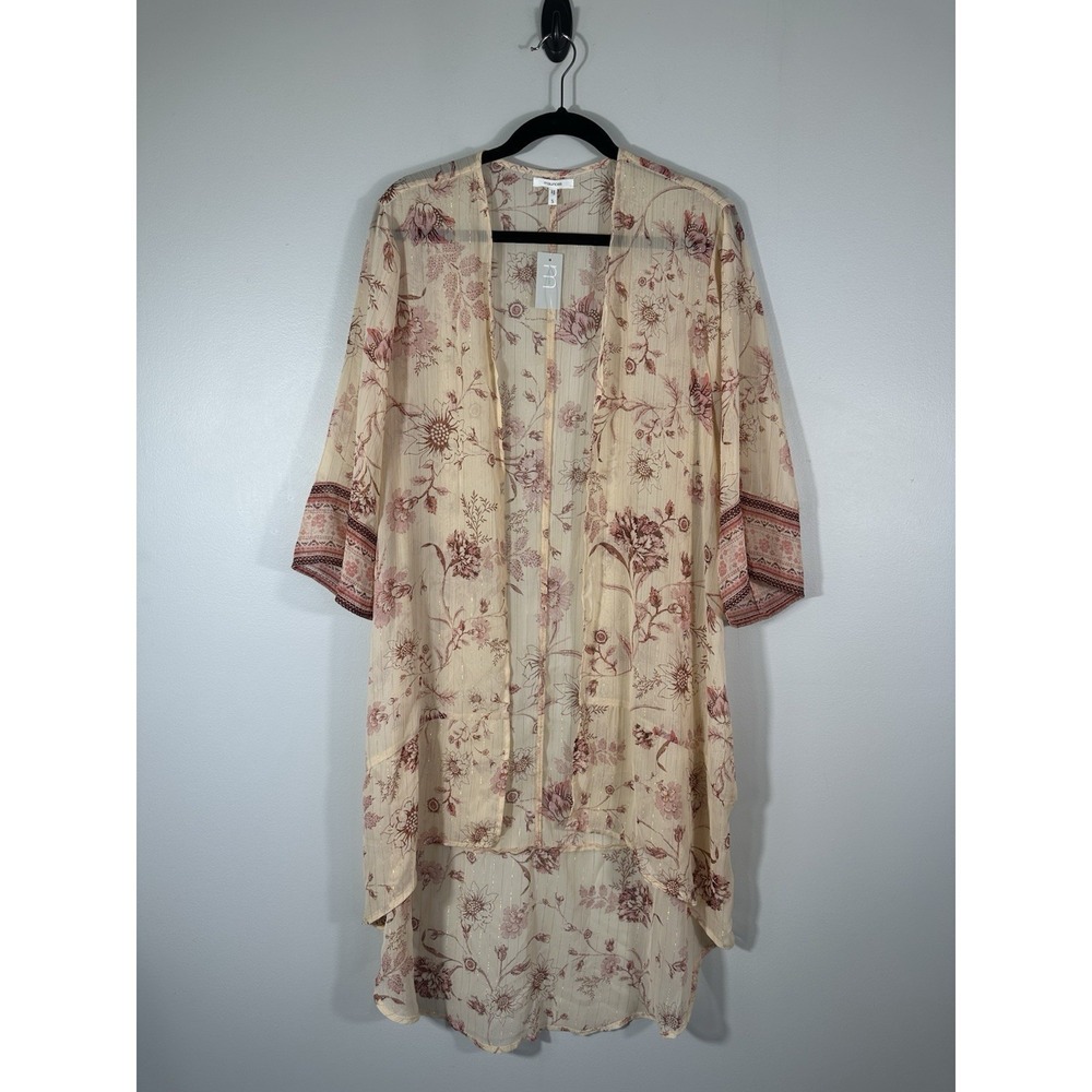 Maurices Kimono Womens Small Floral Peasant Open Duster Cardigan Sheer Boho